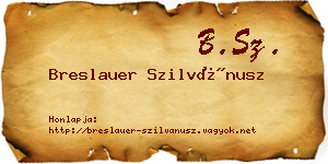 Breslauer Szilvánusz névjegykártya